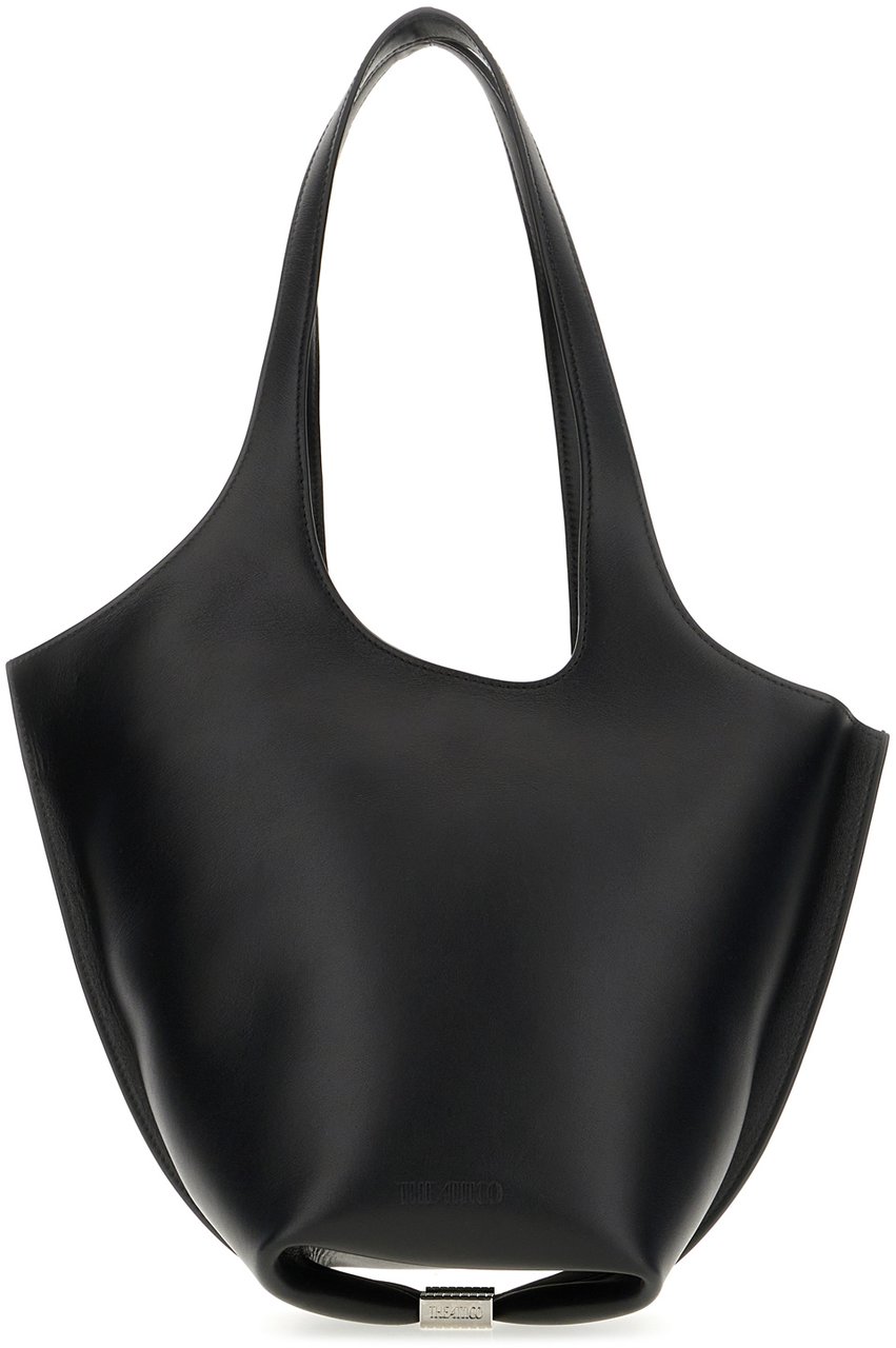 The Attico The Attico Black leather medium La Scoop shoulder bag Zwart