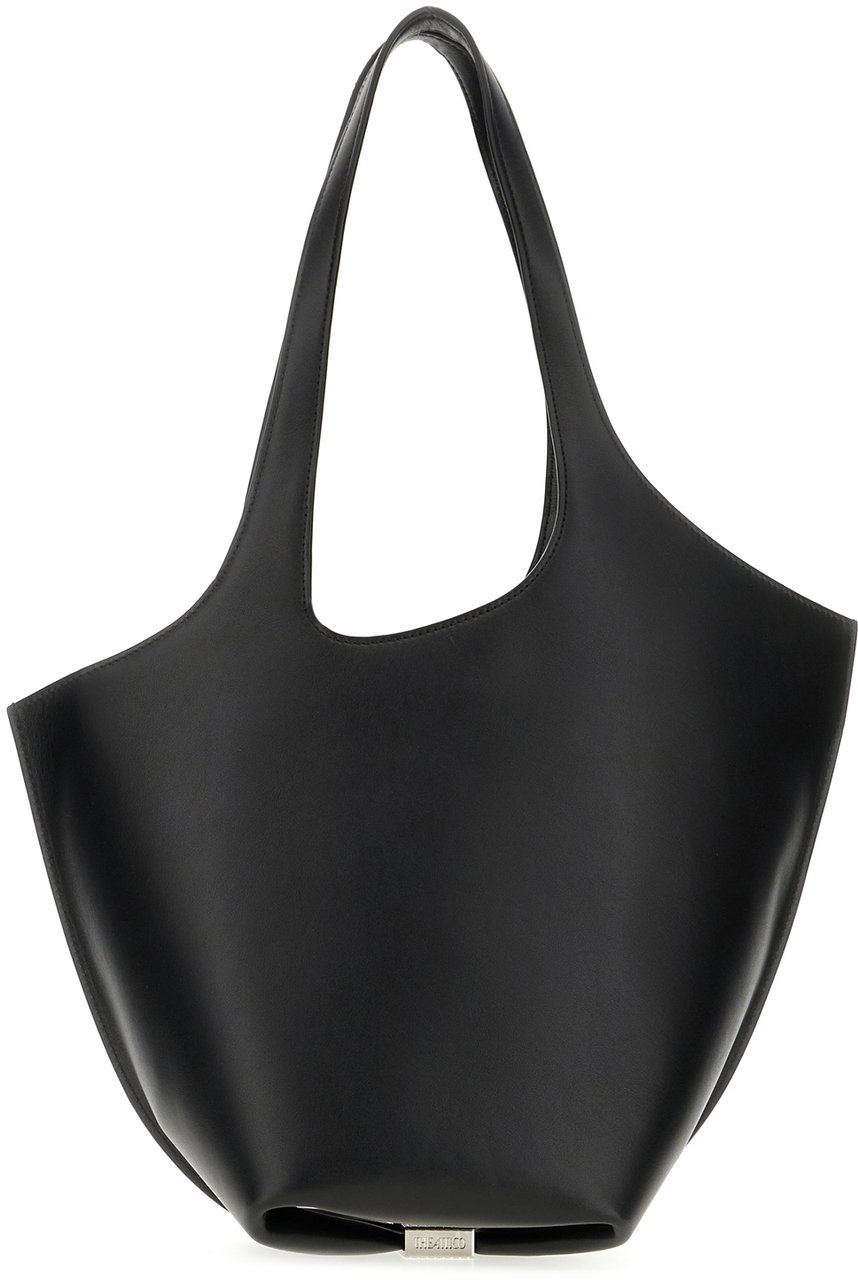 The Attico The Attico Black leather medium La Scoop shoulder bag Zwart