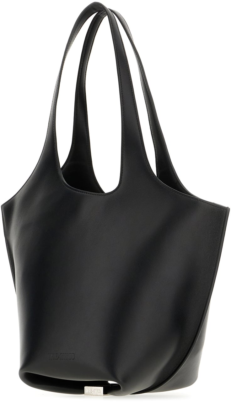 The Attico The Attico Black leather medium La Scoop shoulder bag Zwart