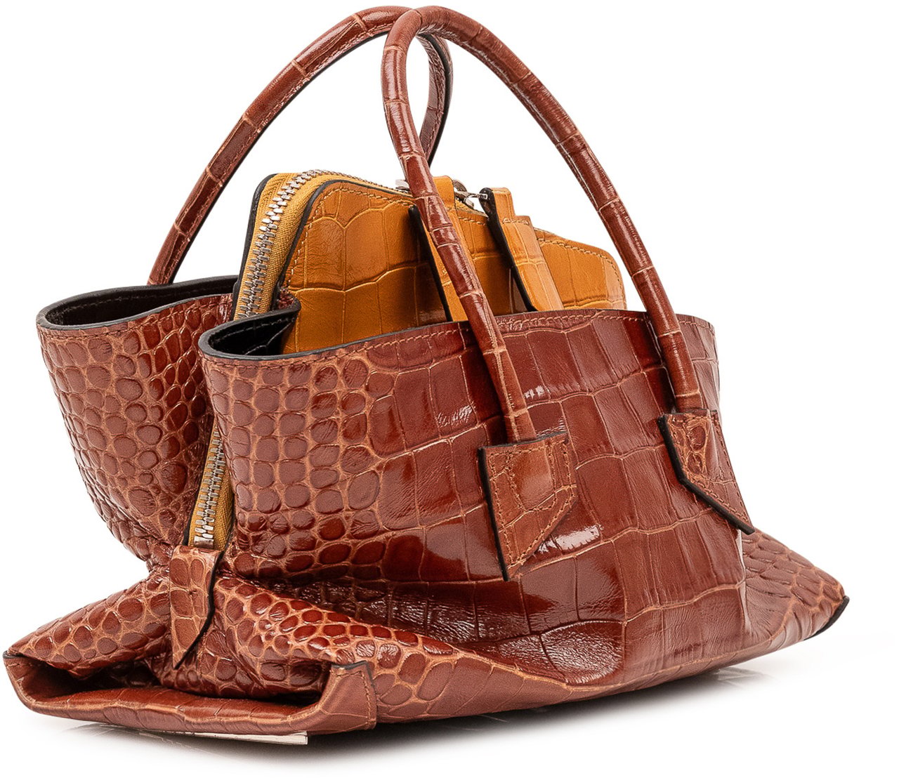 The Attico Borsa La Passeggiata Mini con Motivo Coccodrillo Bruin