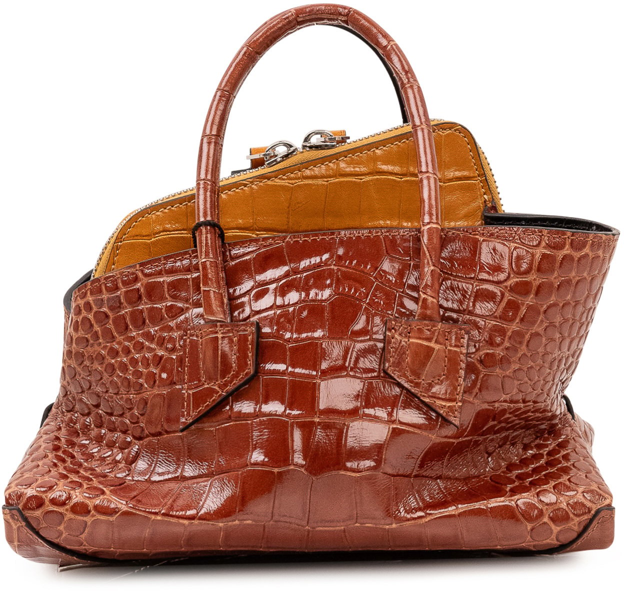 The Attico Borsa La Passeggiata Mini con Motivo Coccodrillo Bruin