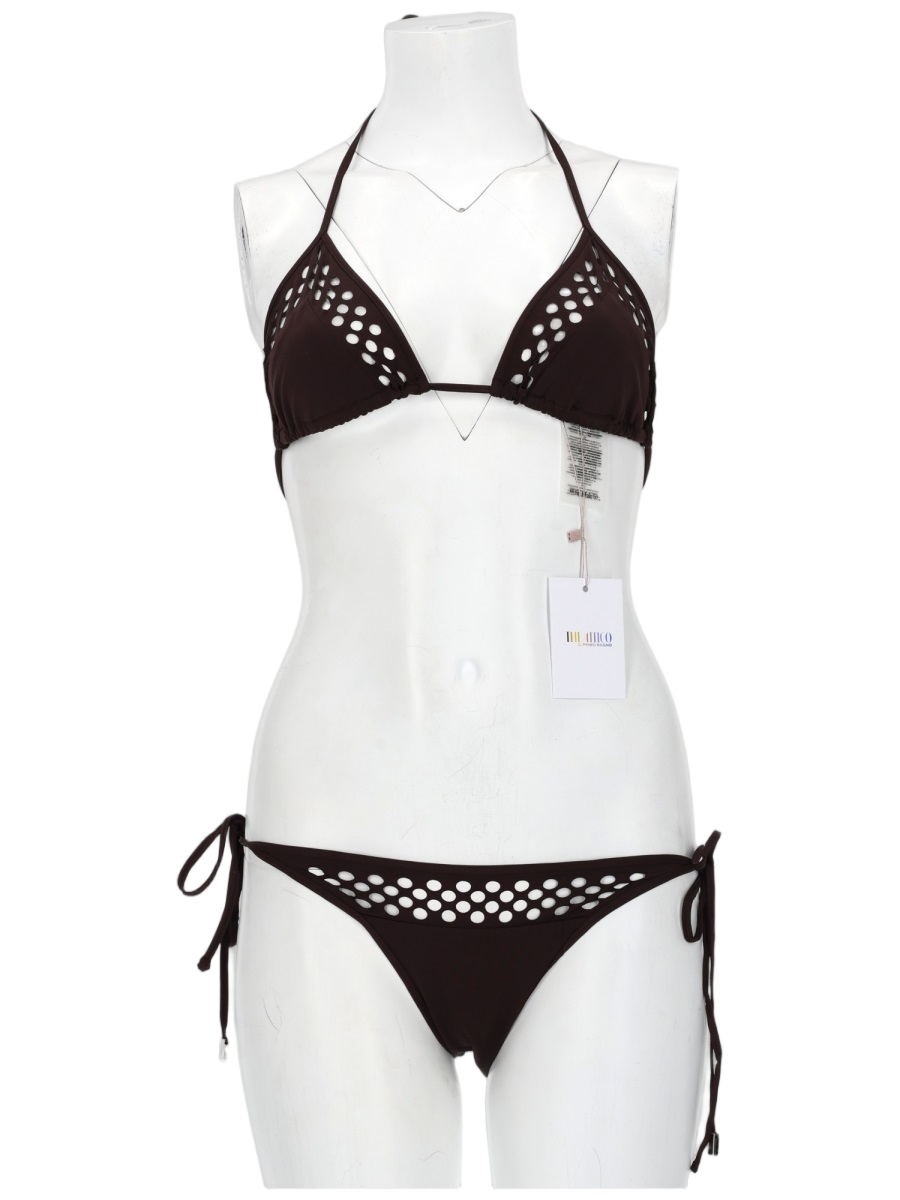 The Attico Perforated Triangle Top Bikini Set Wit
