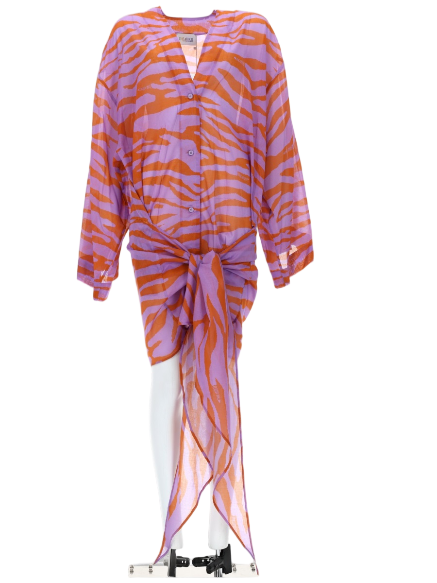 The Attico Animal Print Plunging V Dress Roze