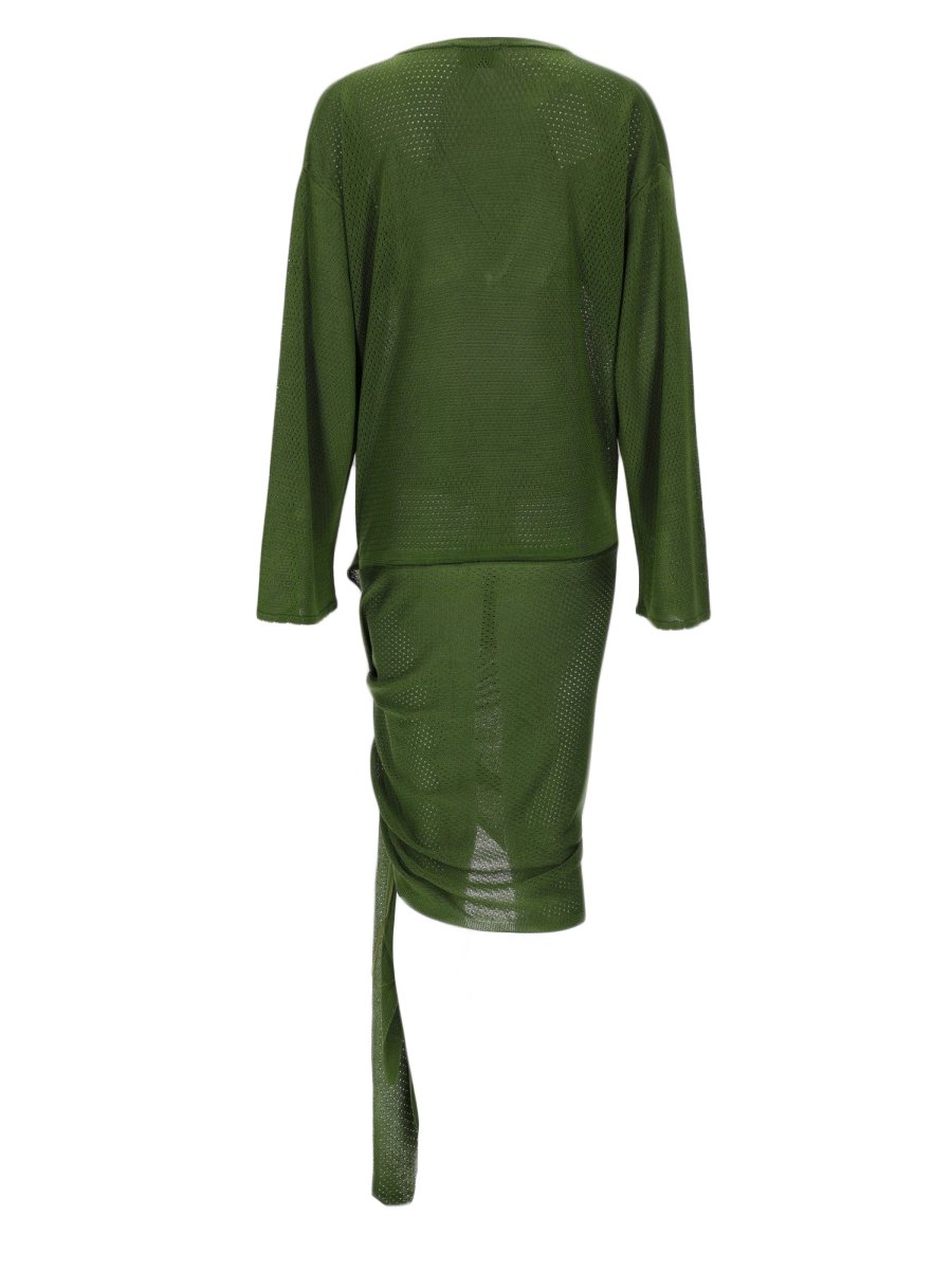 The Attico Draped V-Neck Asymmetrical Mini Dress Zwart