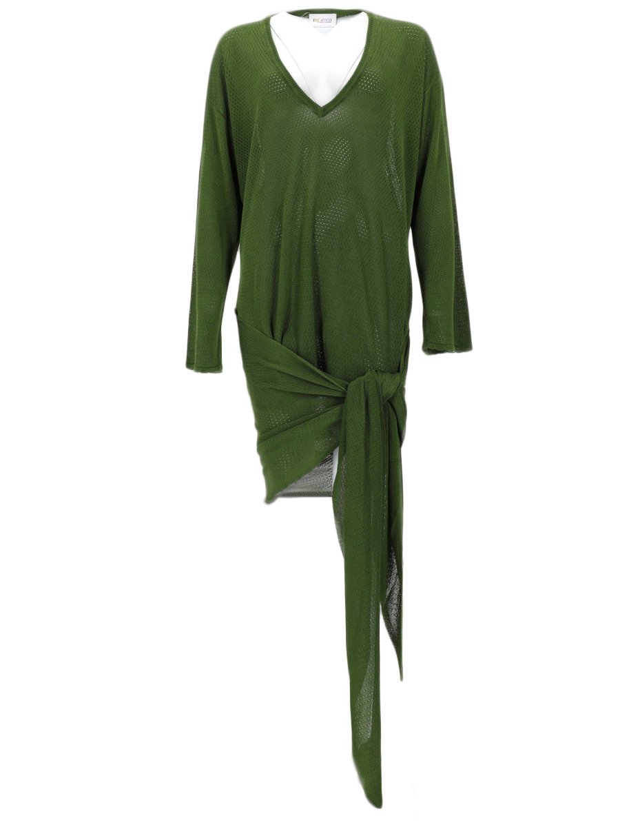 The Attico Draped V-Neck Asymmetrical Mini Dress Zwart