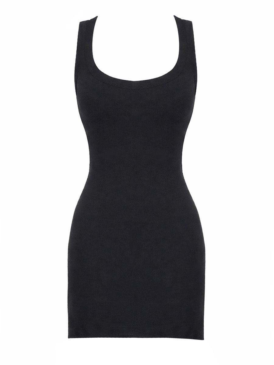 The Attico Viscose Blend Strappy Back Mini Dress Zwart