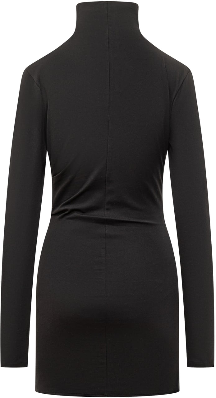 The Attico Abito a Maniche Lunghe con Collo Alto Zwart