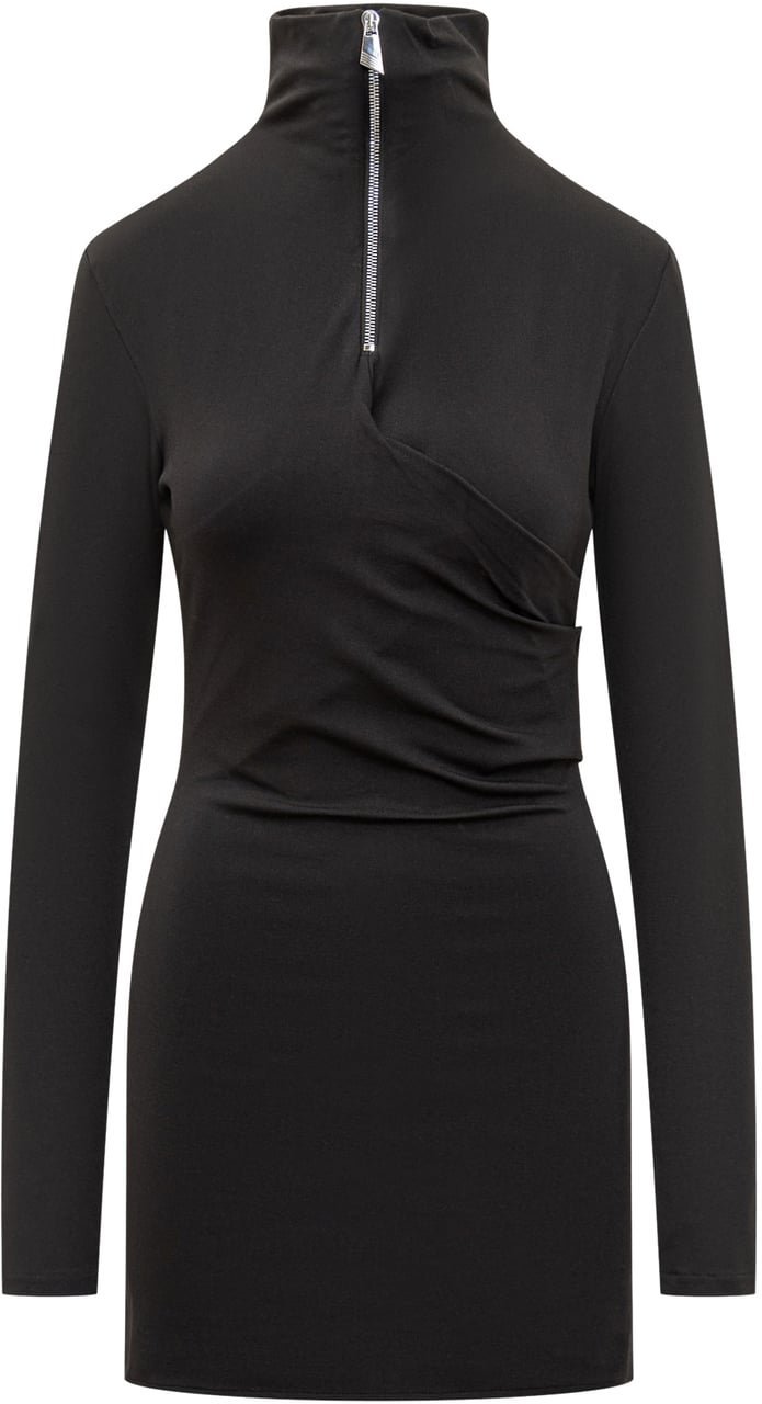 The Attico Abito a Maniche Lunghe con Collo Alto Zwart