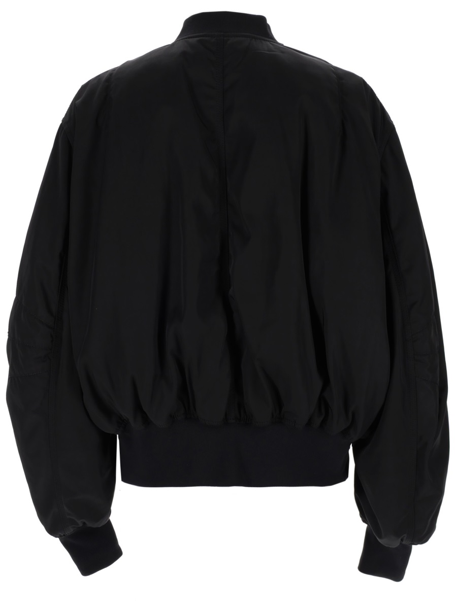 The Attico Neutrals Cropped Zipper Sleeve Polyester Bomber Jacket Zwart