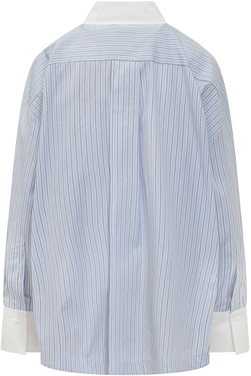 The Attico Camicia a Righe con Orlo Asimmetrico Lichtblauw