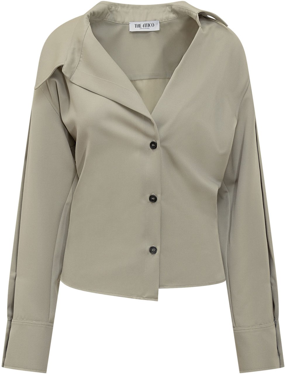 The Attico Camicia con Collo Aperto e Linea Svasata Taupe