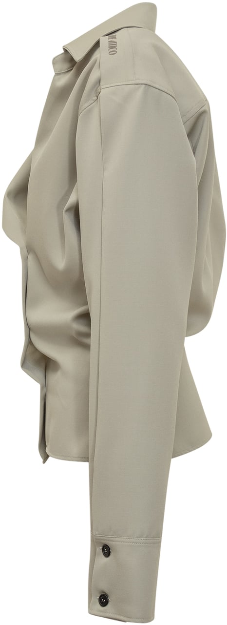 The Attico Camicia con Collo Aperto e Linea Svasata Taupe