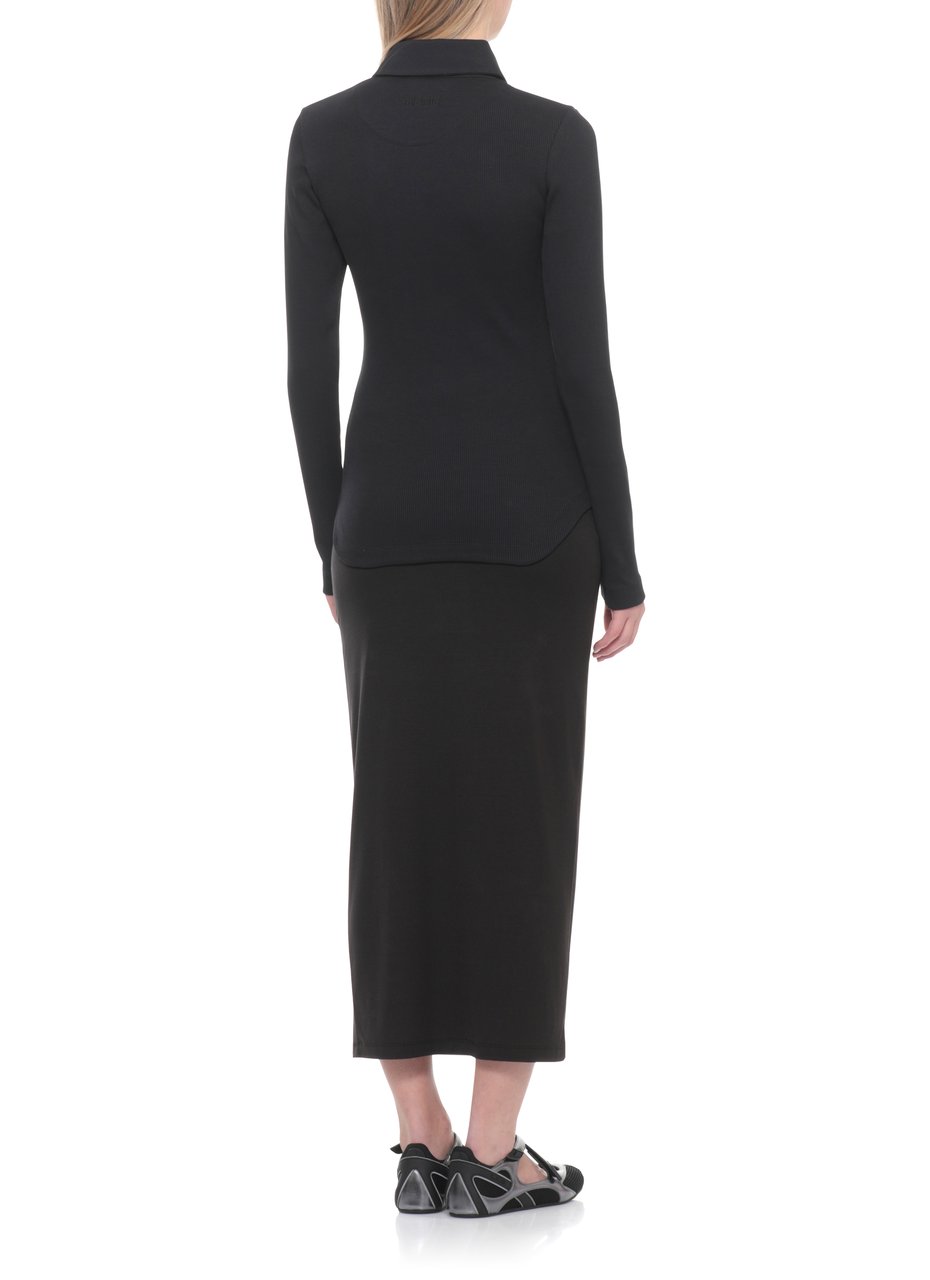 The Attico Black Asymmetric Ribbed Long Sleeve Top Zwart