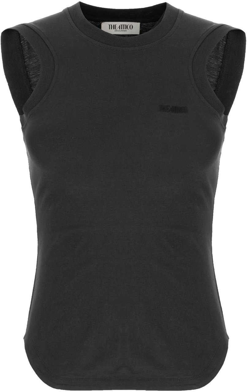 The Attico The Attico Charcoal cotton top Zwart