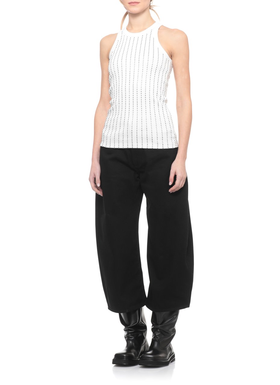 The Attico White All-Over Strass Cotton Tank Top Wit