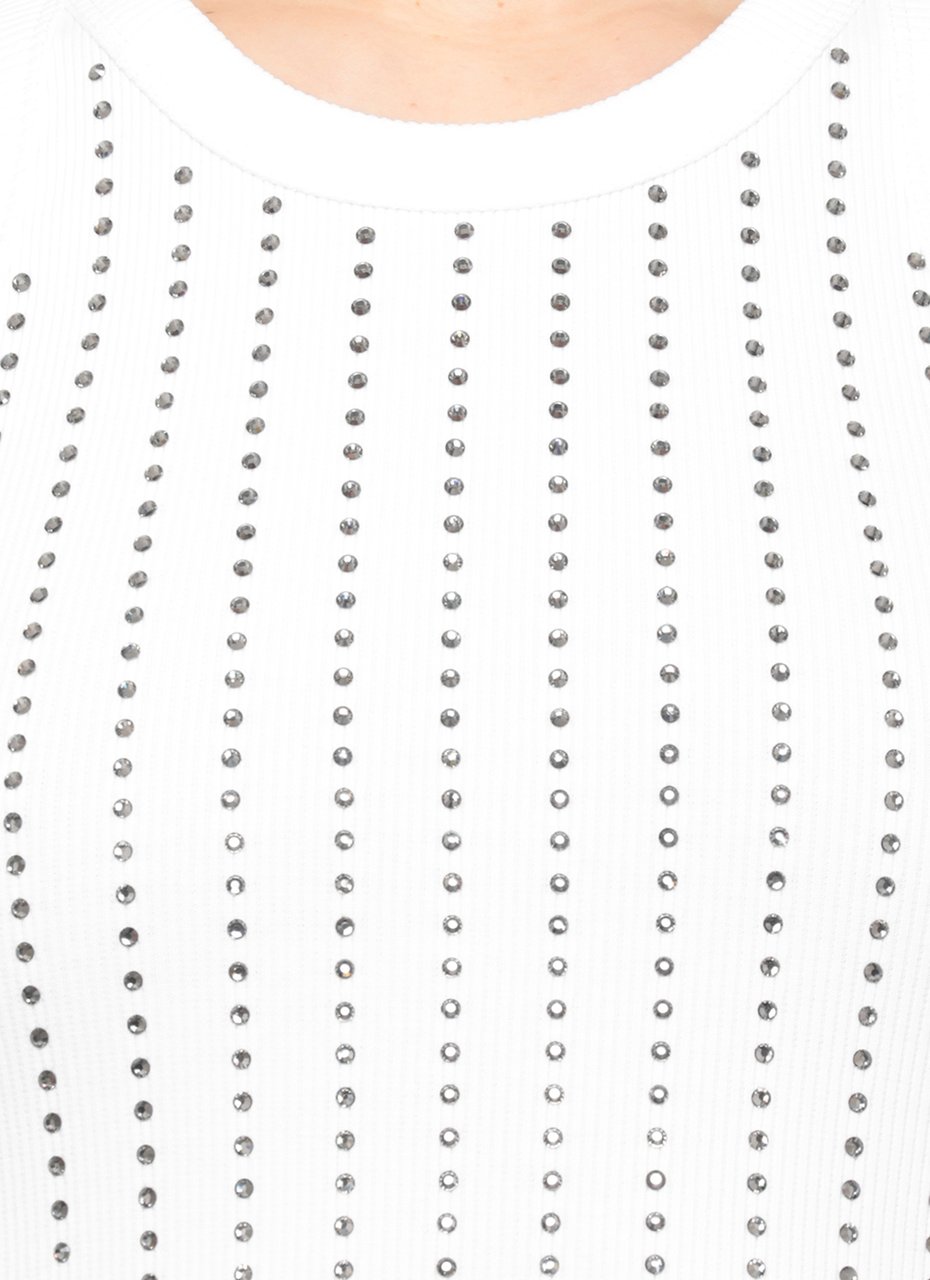 The Attico White All-Over Strass Cotton Tank Top Wit