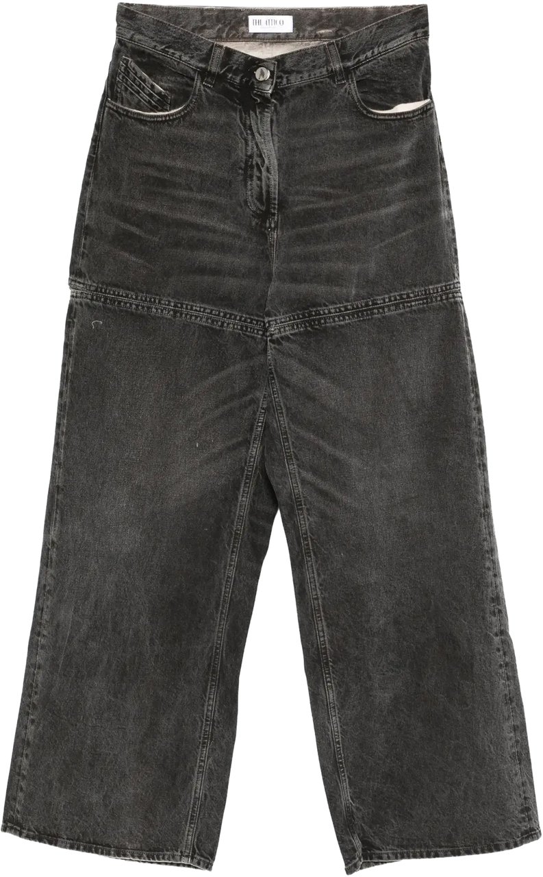 The Attico Jeans Overdyed Treated Cotton Black/white Wit