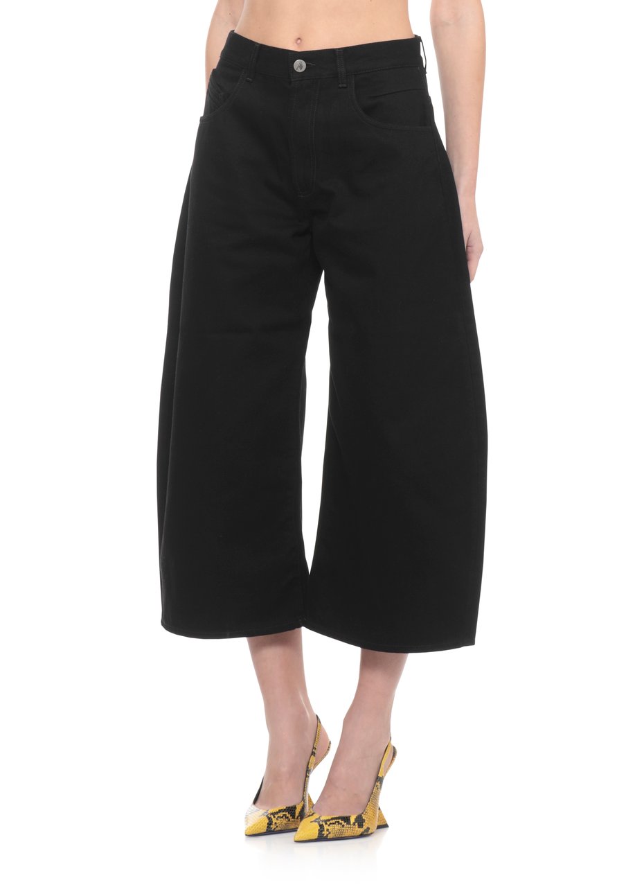 The Attico Black Cropped Palazzo Cotton Jeans Zwart