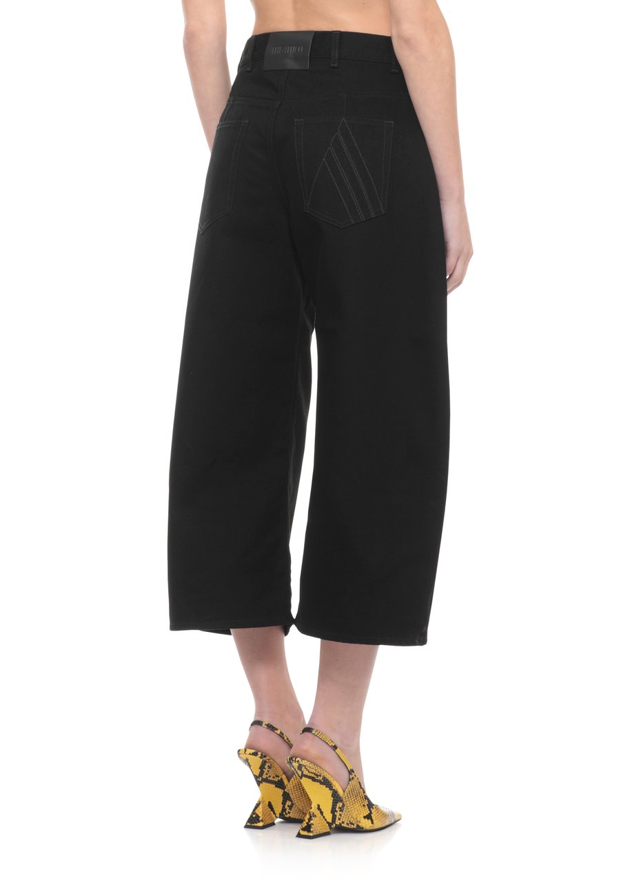 The Attico Black Cropped Palazzo Cotton Jeans Zwart