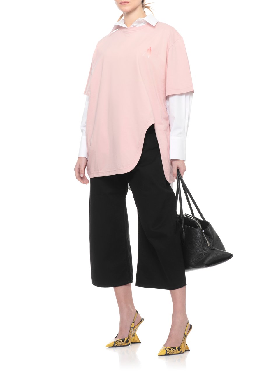 The Attico Black Cropped Palazzo Cotton Jeans Zwart