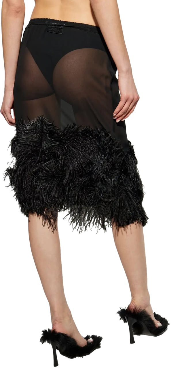 The Attico Midi Skirt Black Zwart