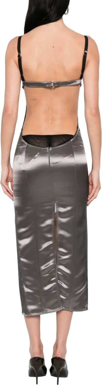 The Attico Midi Dress Metal Grey Grijs