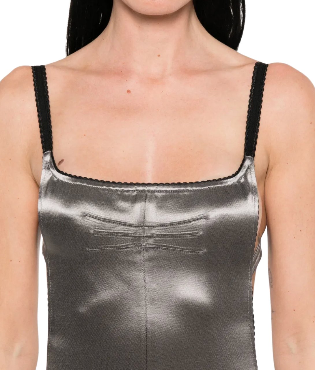The Attico Midi Dress Metal Grey Grijs