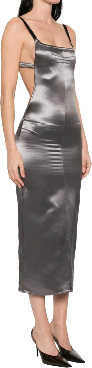 The Attico Midi Dress Metal Grey Grijs