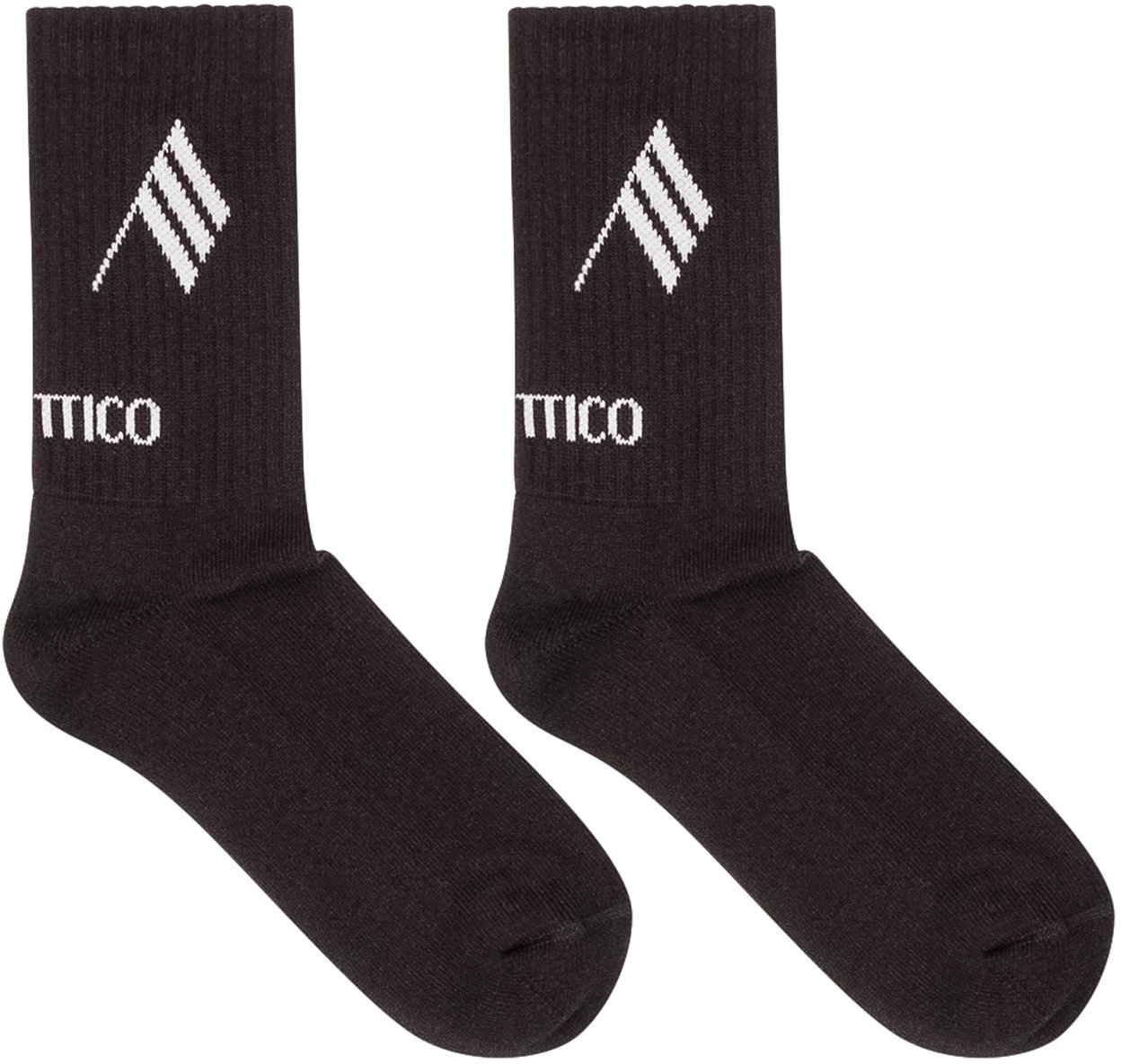 The Attico Calzini a Coste con Logo Zwart