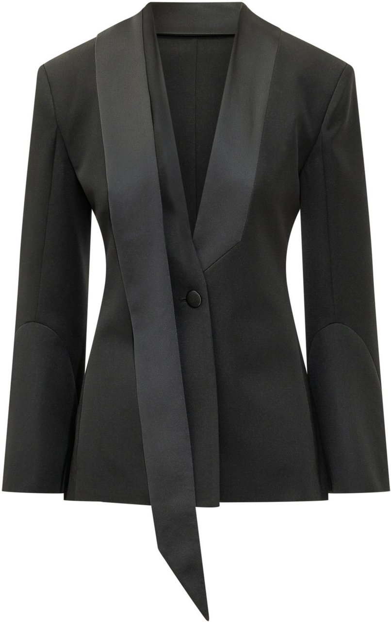 The Attico Blazer con Rever a Scialle Zwart