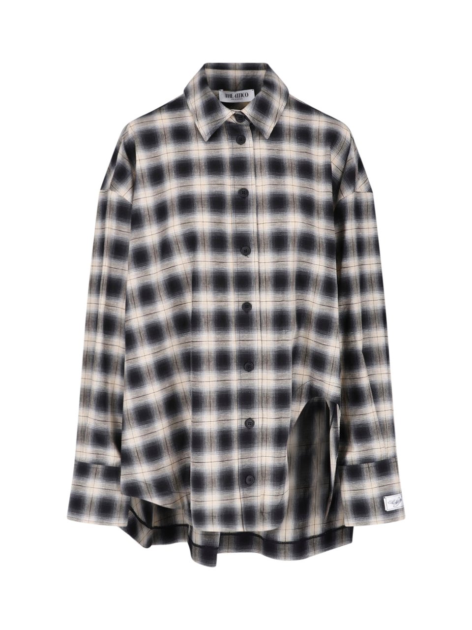 The Attico Classic Plaid Shirt with Asymmetrical Hem Grijs