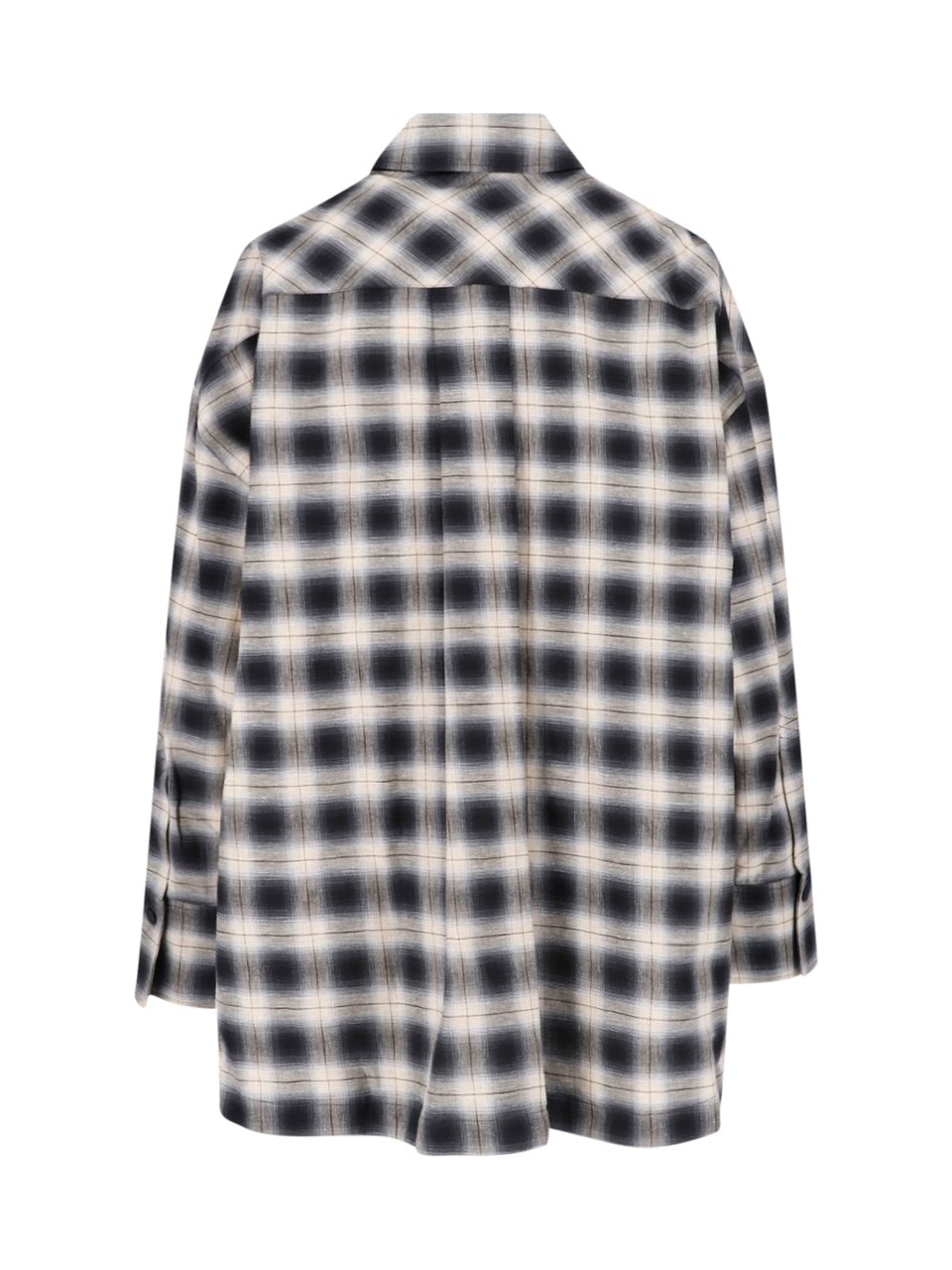 The Attico Classic Plaid Shirt with Asymmetrical Hem Grijs