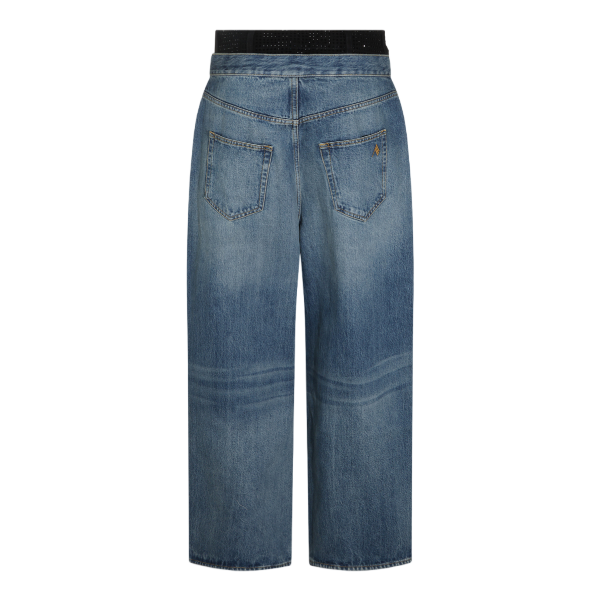 The Attico High-Waisted Cropped Jeans with Wide Waistband Blauw