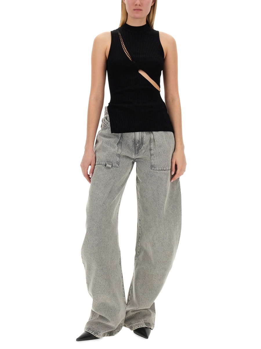 The Attico TOP WITH CUT OUT DETAILS Zwart