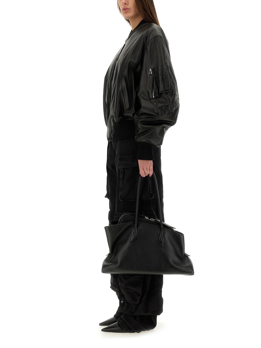 The Attico LEATHER BOMBER JACKET Zwart