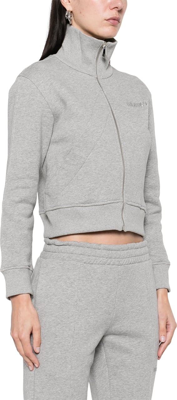 The Attico Grey Cropped American Fleece Jacket Grijs