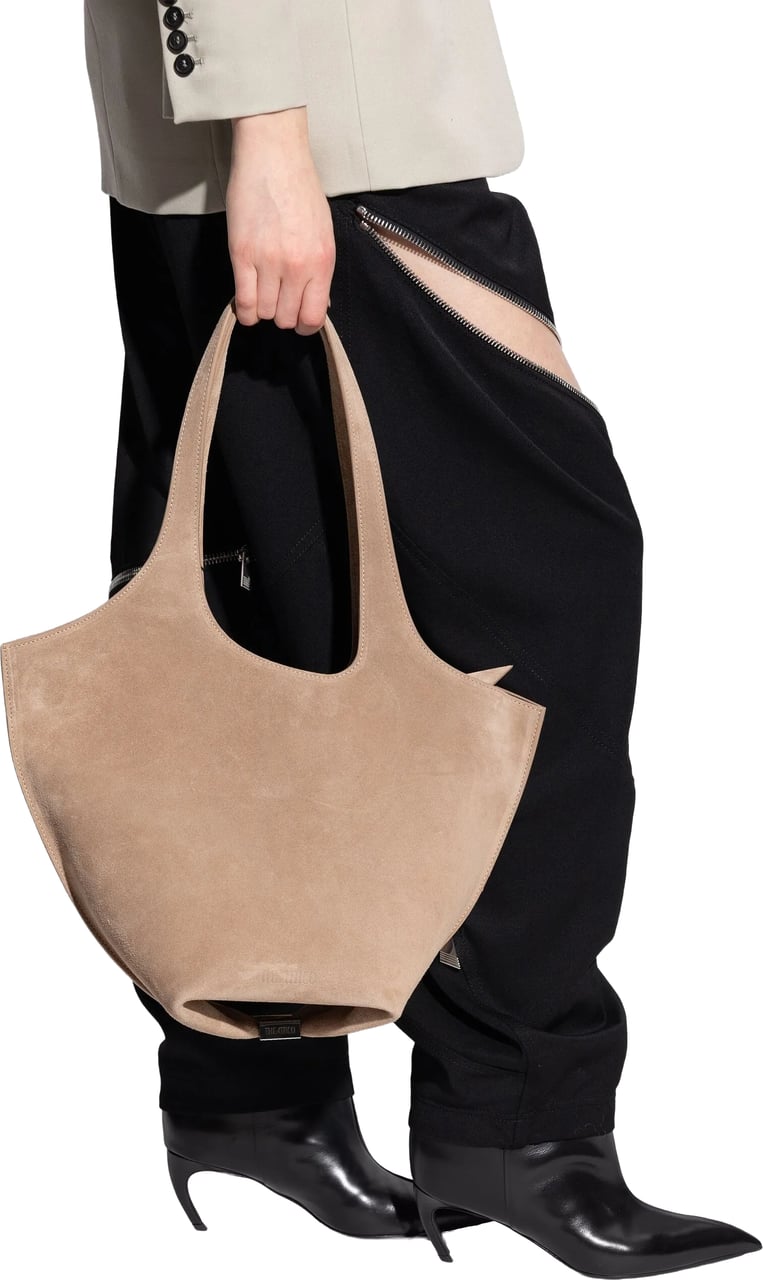 The Attico Suede La Scoop Medium Silhouette Tote Bag Bruin