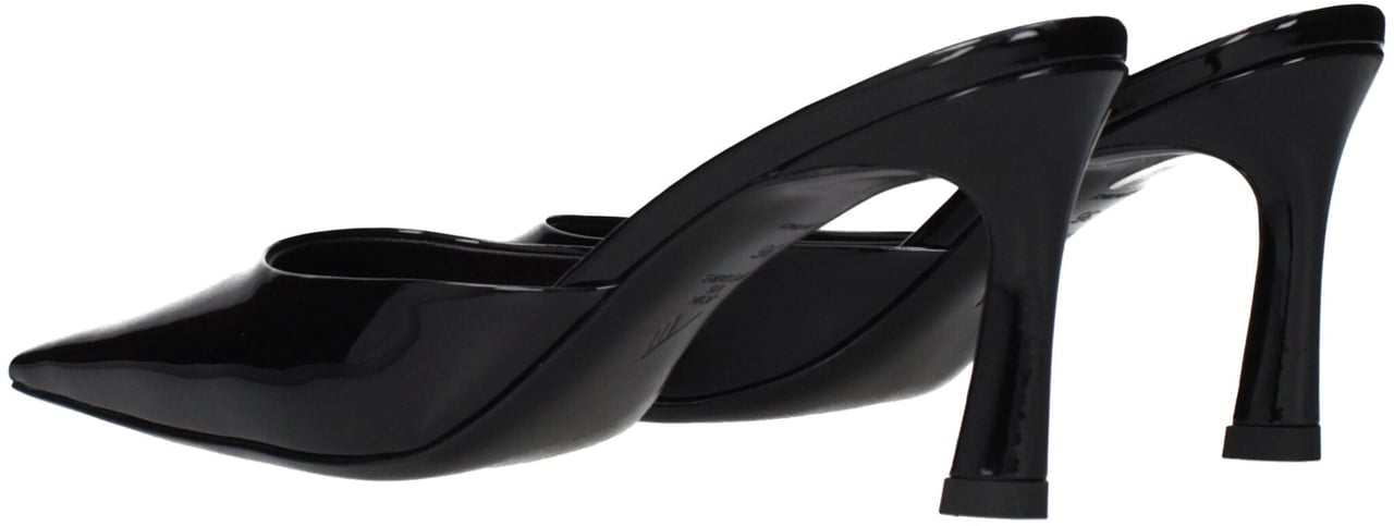 The Attico Black Leather Flat Sandals Zwart