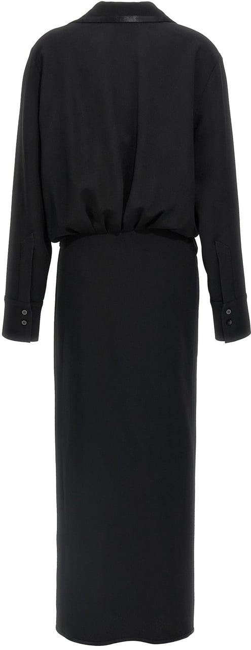 The Attico Black Marabou Midi Dress Zwart