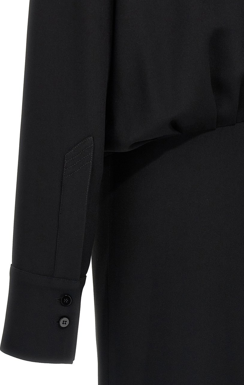 The Attico Black Marabou Midi Dress Zwart