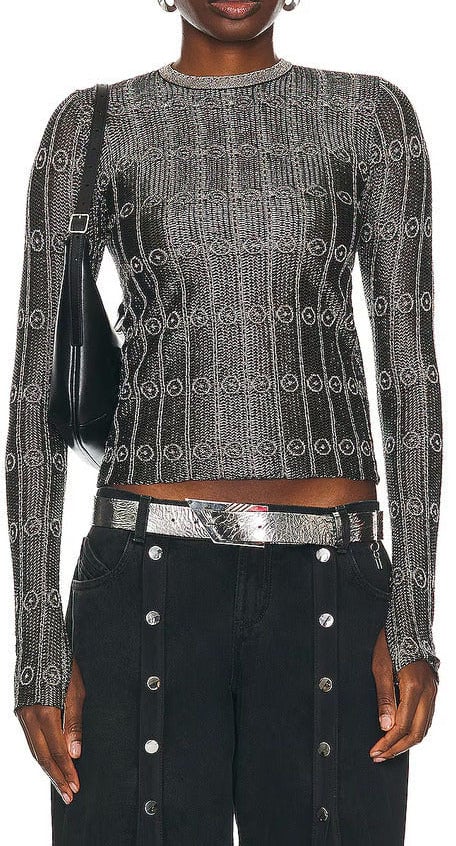 The Attico Top Black-silver Zwart