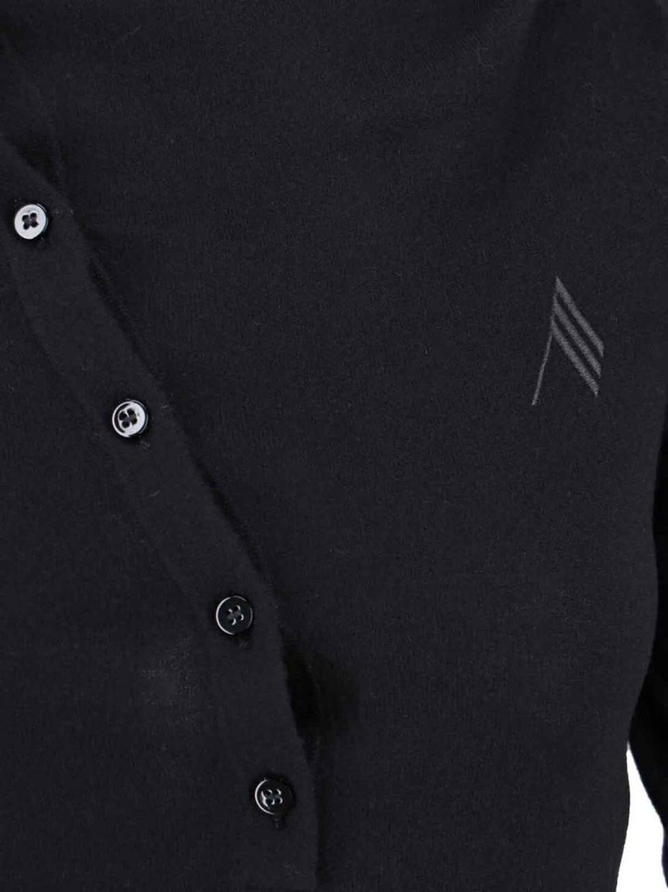 The Attico Asymmetrical Collar Black Dress With Logo Embroidery Zwart