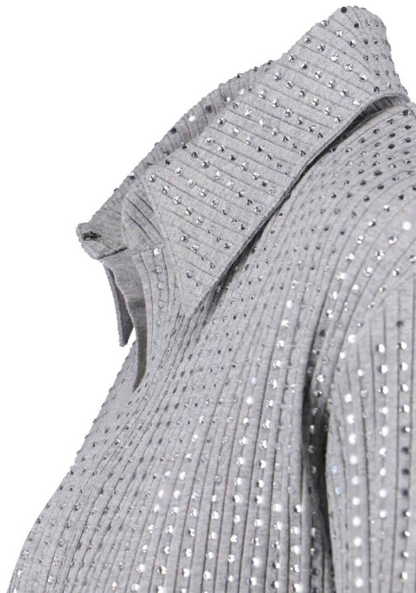 The Attico Fitted Grey Mini Dress With Reflective Embellishments Grijs