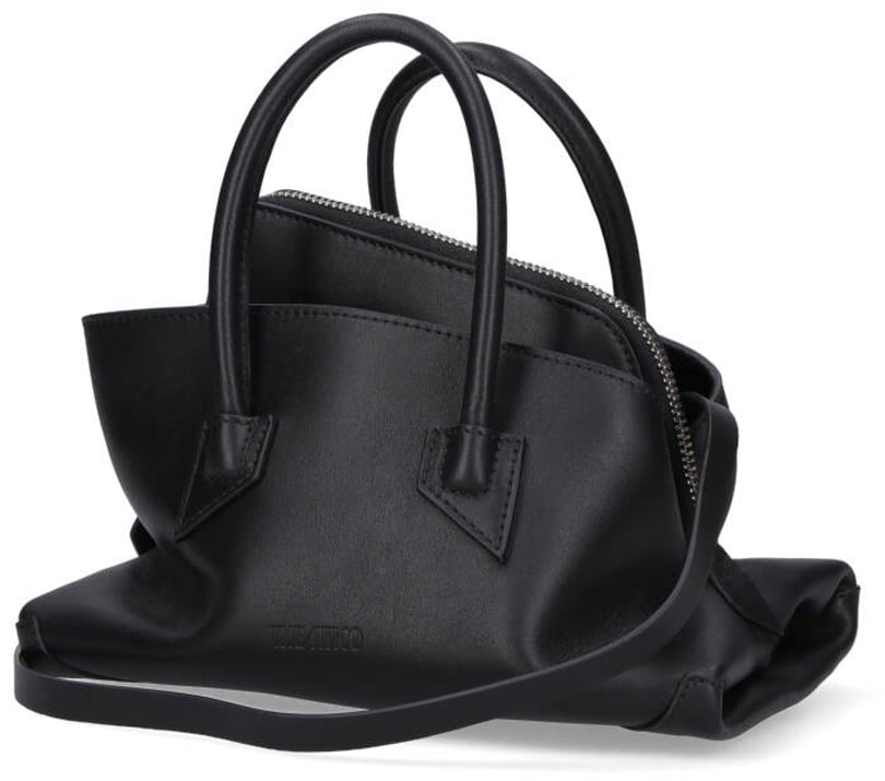 The Attico Black La Passeggiata Asymmetrical Leather Bag Zwart