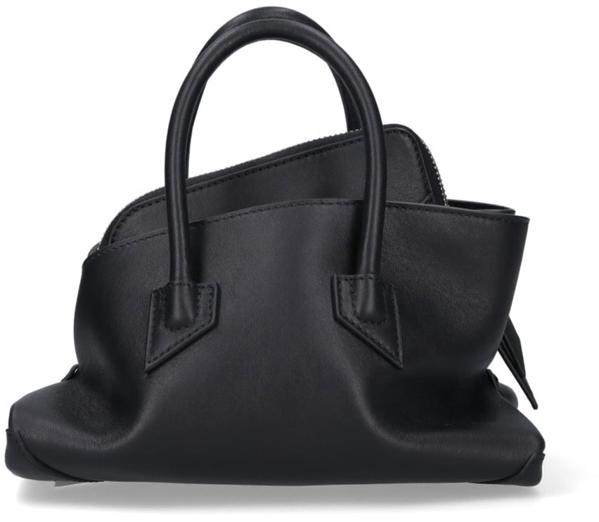The Attico Black La Passeggiata Asymmetrical Leather Bag Zwart