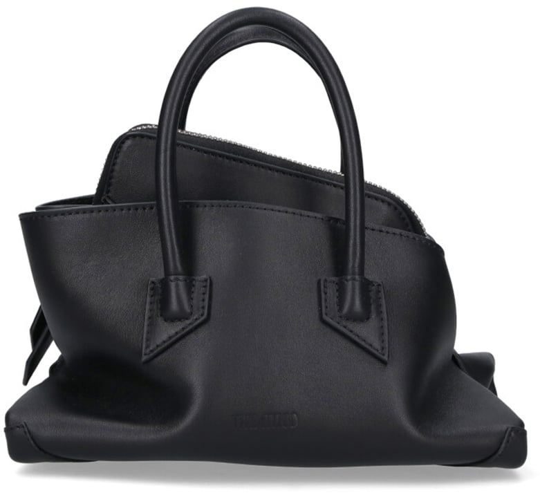 The Attico Black La Passeggiata Asymmetrical Leather Bag Zwart