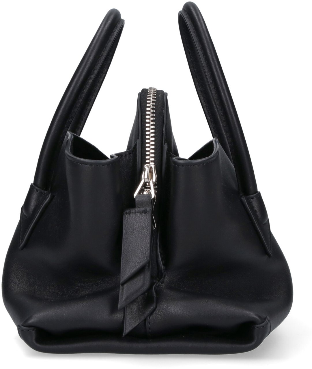 The Attico Black La Passeggiata Asymmetrical Leather Bag Zwart