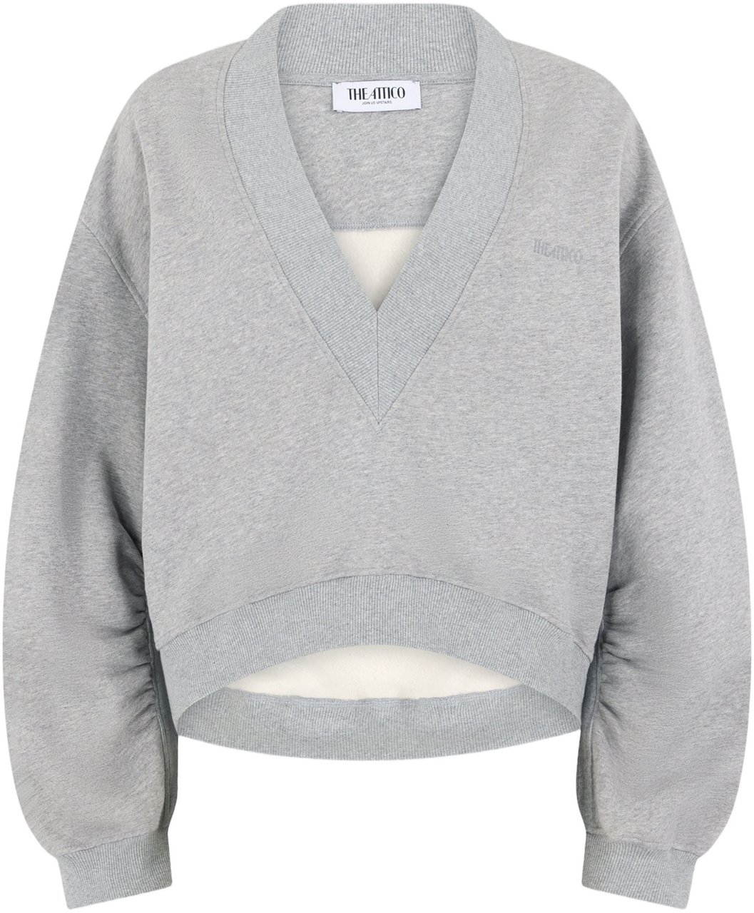 The Attico Cropped Sweater With Balloon Sleeves Grijs