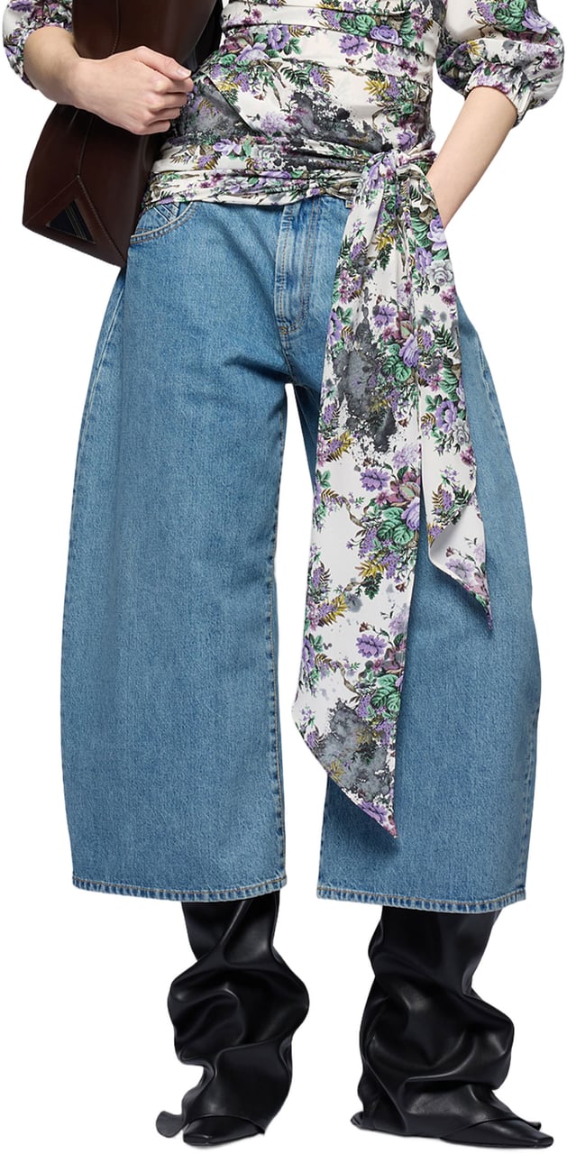 The Attico High-Waisted Wide-Leg Denim Shorts Blauw