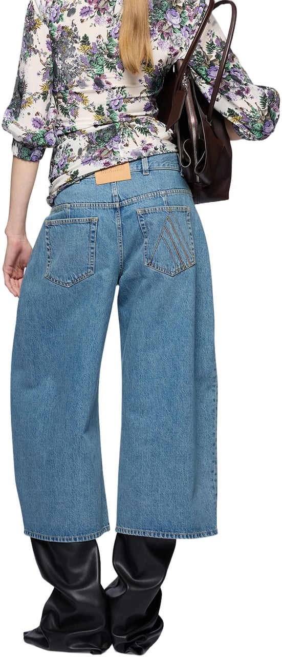 The Attico High-Waisted Wide-Leg Denim Shorts Blauw